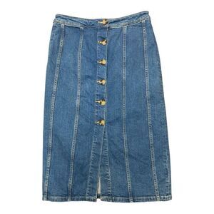 Pilcro Blue Denim Button-Front Jean Skirt Size 10 Anthropologie Casual